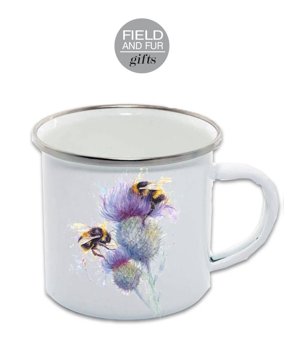 Field and Fur Gifts - Wholesale Coffee Mug - Enamel Mug, Bees on Thistle0