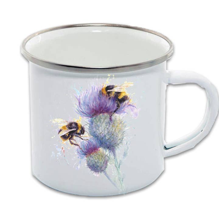 Field and Fur Gifts - Wholesale Coffee Mug - Enamel Mug, Bees on Thistle0