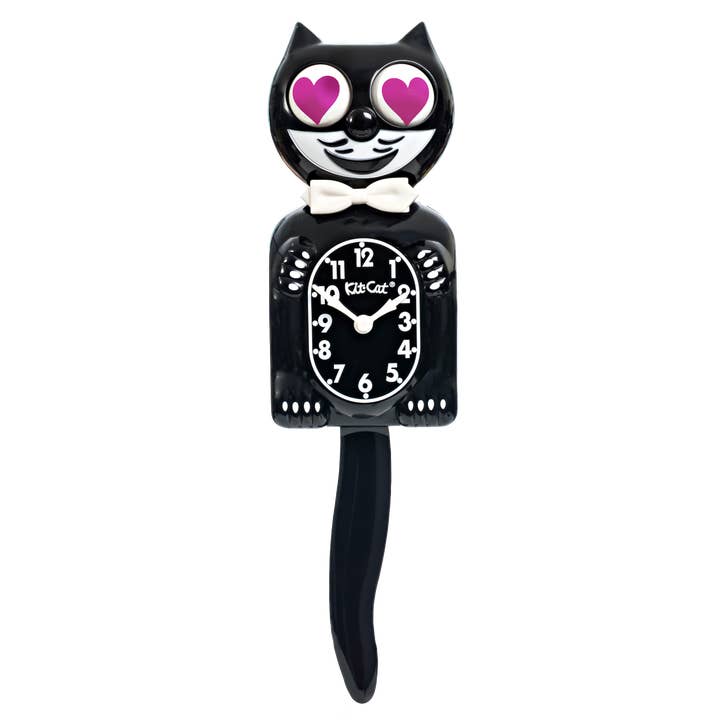 Classic Black Kit Cat Klock - Magenta Heart Limited Edition for wholesale by Kit-Cat Klock