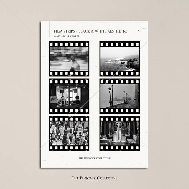 The Pinnock Collective (Duty Paid) – wholesale Sticker – Black and White Film Frame Aesthetic Sticker sheet2