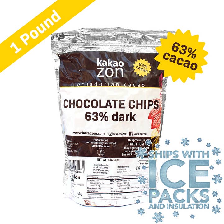 Gocce di cioccolato fondente KakaOzon 63% • 1 lb per la vendita all'ingrosso da parte di KakaoZon