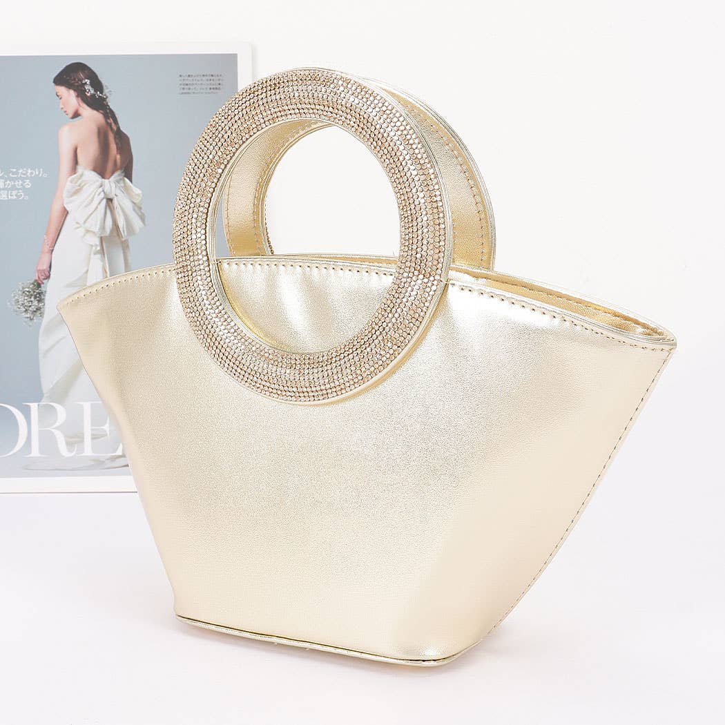 3AM BY H&D ACCESSORIES – Großhandel Clutch – Damen – Metallic Kunstleder Clutch mit Strassgriff2