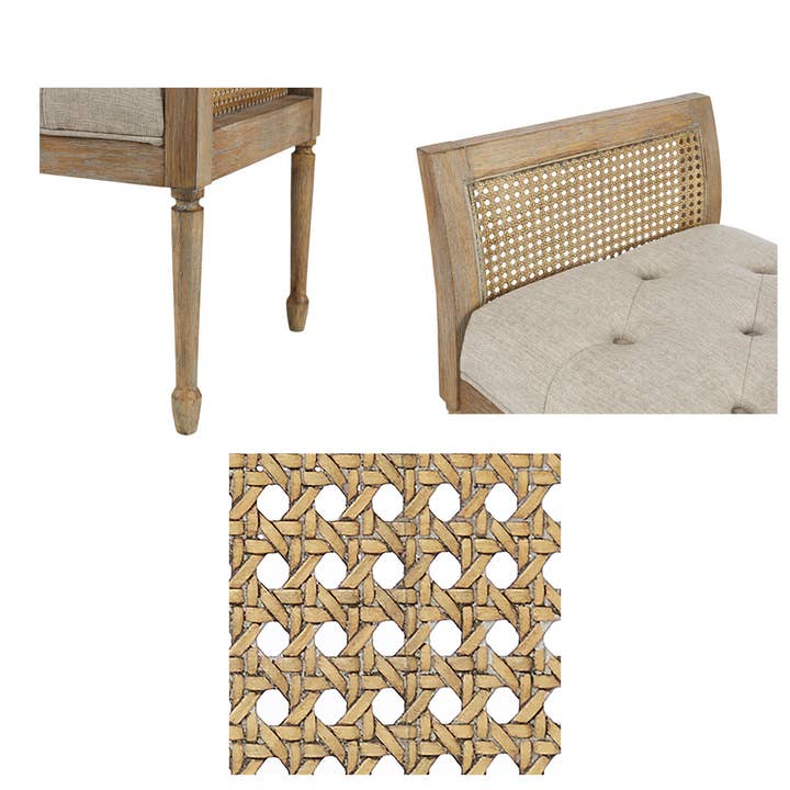 Olliix - Wholesale Bench - Reclaimed Natural Wood Finish Cane Armed Accent Bench3