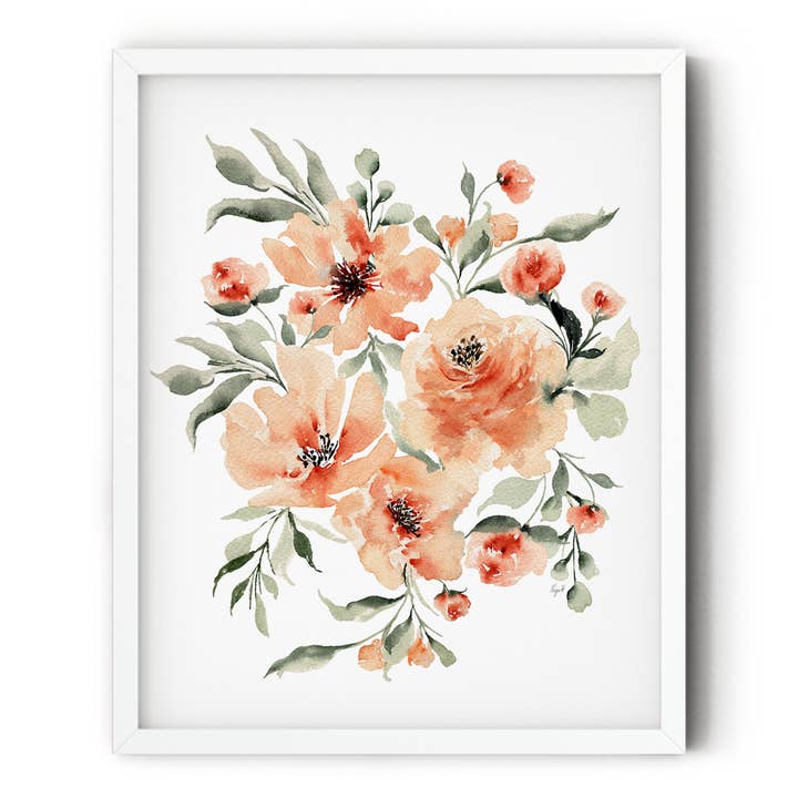 Losse aquarel kunstdruk met herfstbloemen III voor wholesale door Petals by Priya Watercolor Designs