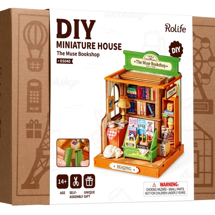 Robotime - Wholesale DIY Craft Kit - DS040 The Muse Bookshop Rolife DIY MINI House Crafts Puzzles6