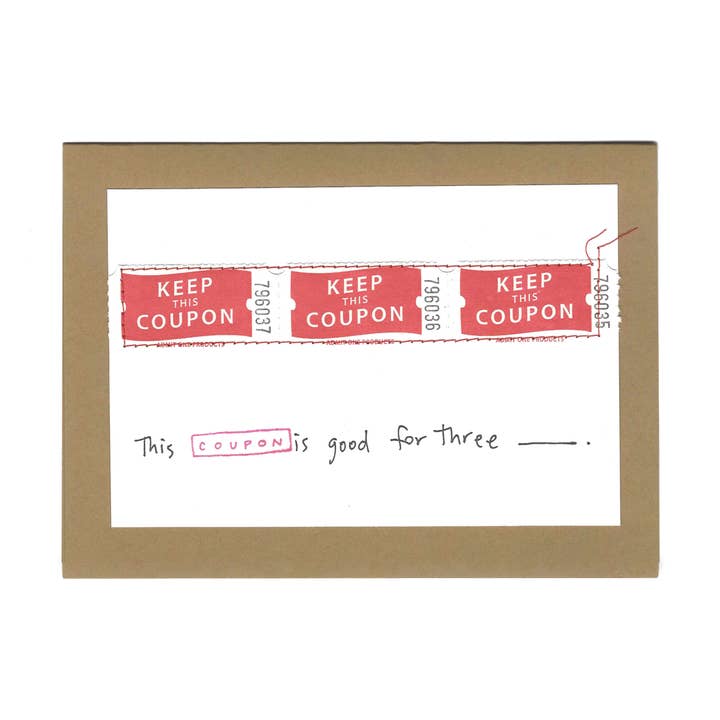 "This coupon is good for three ___________." for wholesale by Visual Treats