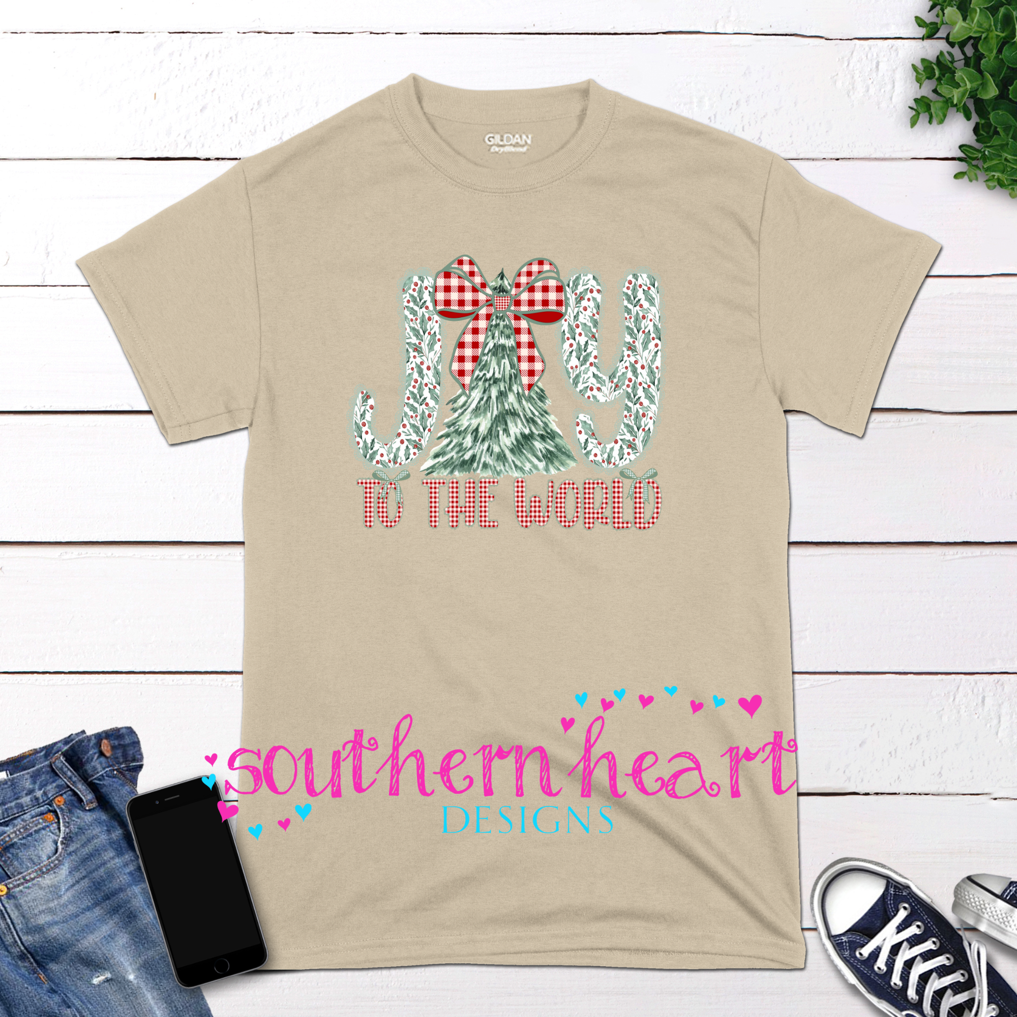 Southern Heart Designs - Wholesale Screen Printed T-Shirt - Women's - Joy to the World Shirt0