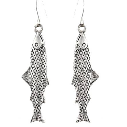 FR5105 3D Antique Silver or Patina Salmon Fish Earrings for wholesale by 0011 PREMIERE