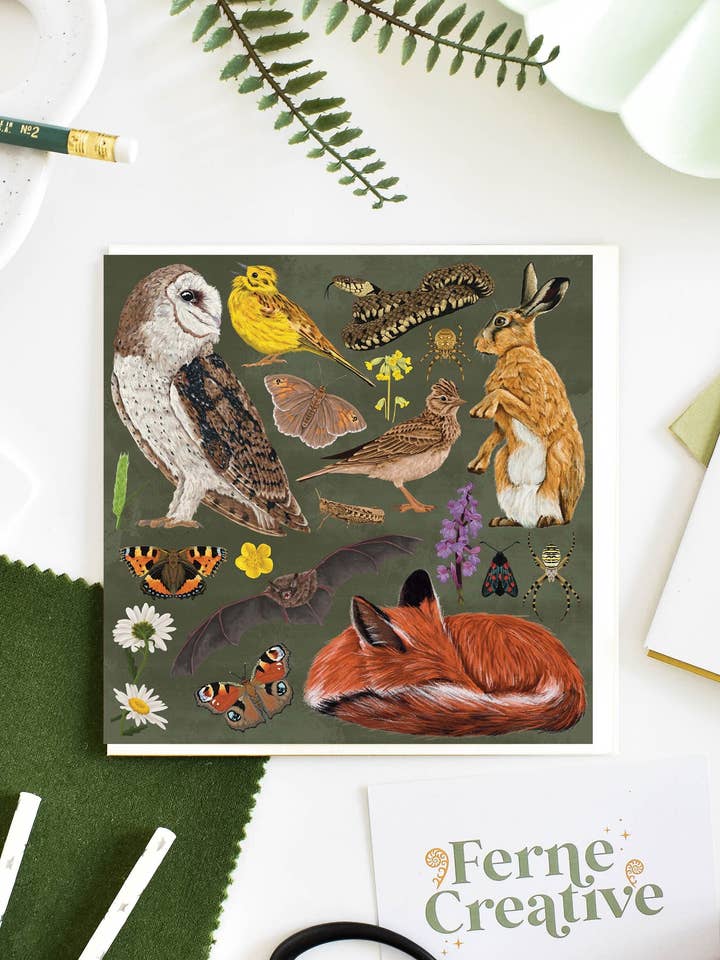 Tarjeta de felicitación de fauna de pastizales para venta al por mayor de Ferne Creative