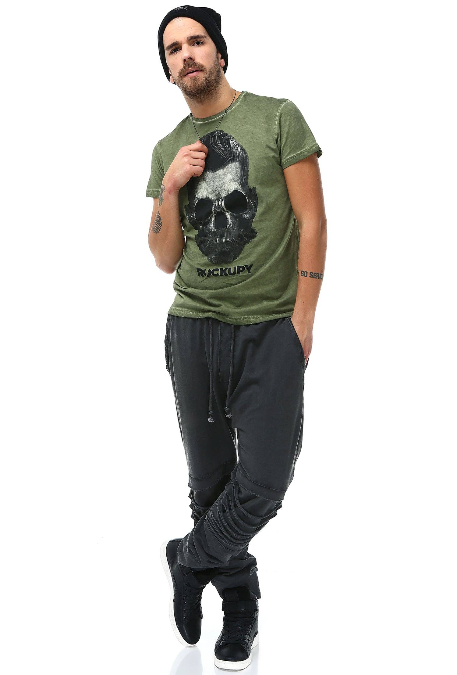 Green Male Skull Printed T-Shirt for wholesale on Faire0