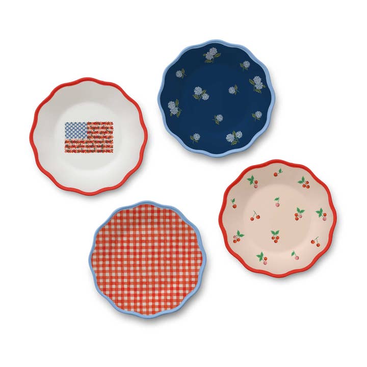Americana Melamine Assorted Dessert Plates for wholesale by Rifle Paper Co.