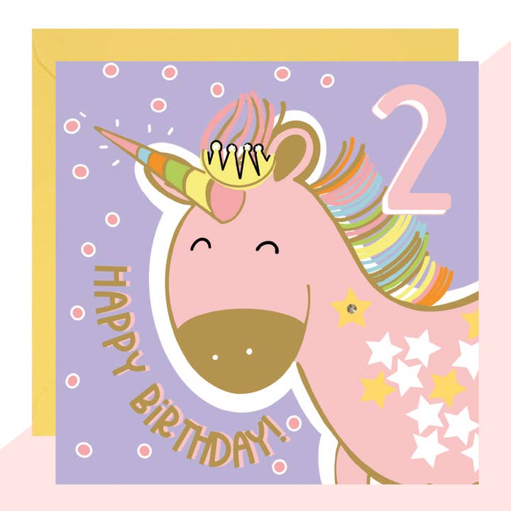 2nd Birthday Unicorn Card for wholesale by Lottie Simpson