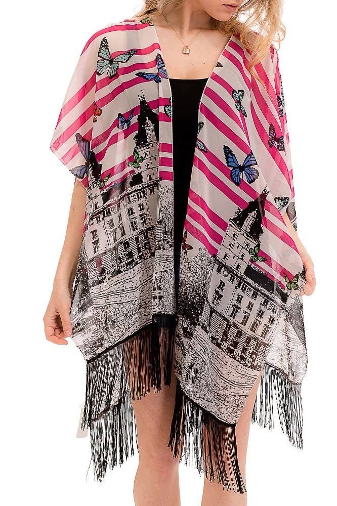 Cap Zone – wholesale Kimono – Women's – Butterfly Chiffon Sheer Cardigan Kimono0