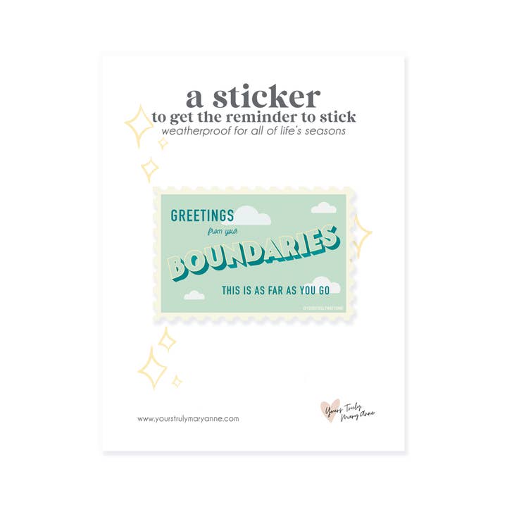 Grænser stempel klistermærke for engroshandel hos Yours Truly, Mary Anne