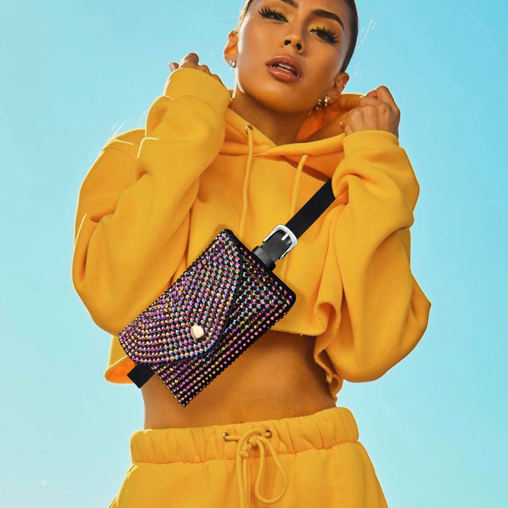 Sensibling Corp. - Vente Sac ceinture – femme - Sac ceinture / sac bandoulière enveloppe à strass0