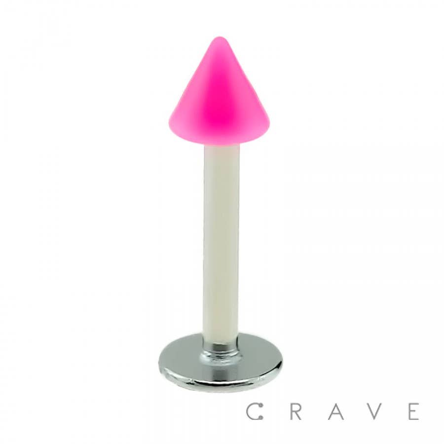 CRAVE - Wholesale Lip Ring - 316L SS LABRET/MONROE WITH SOLID COLOR ACRYLIC SPIKE4