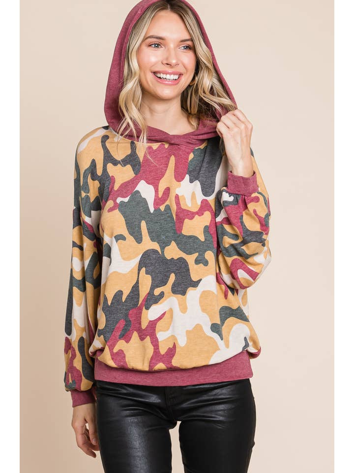 Emerald Collection - Wholesale Hoodie - Dames - ETK-8171 Army Camo hoodie met Franse badstof