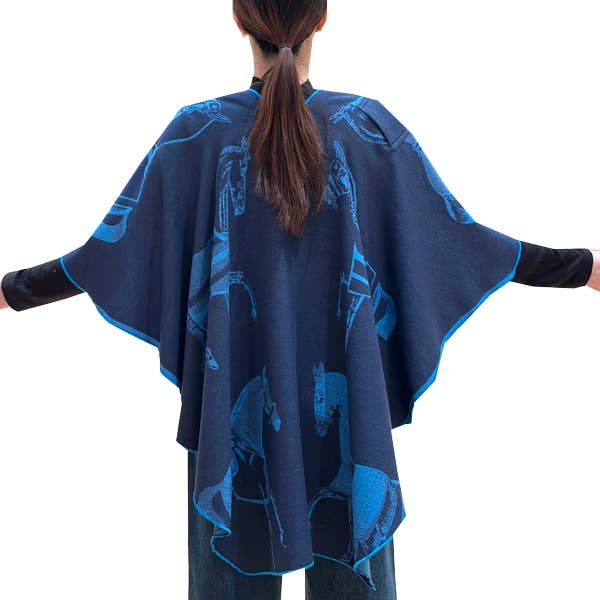Winding River - Wholesale Wrap - Women's - Blue / Navy Trotter Reversible Short Loop Wrap