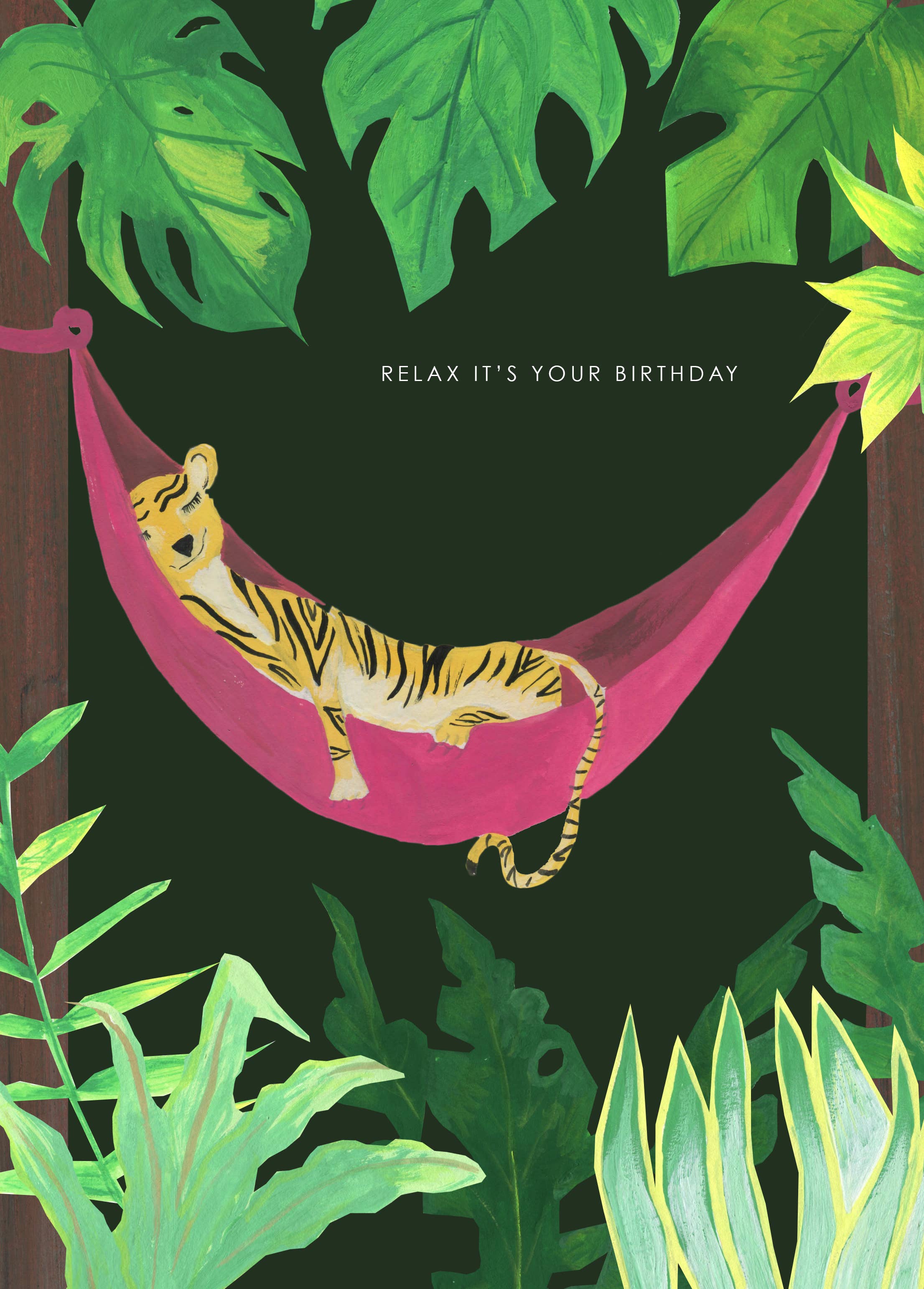 Hutch Cassidy - Vente Cartes d'anniversaire - Carte de vœux d'anniversaire « Tiger in Hammock »1