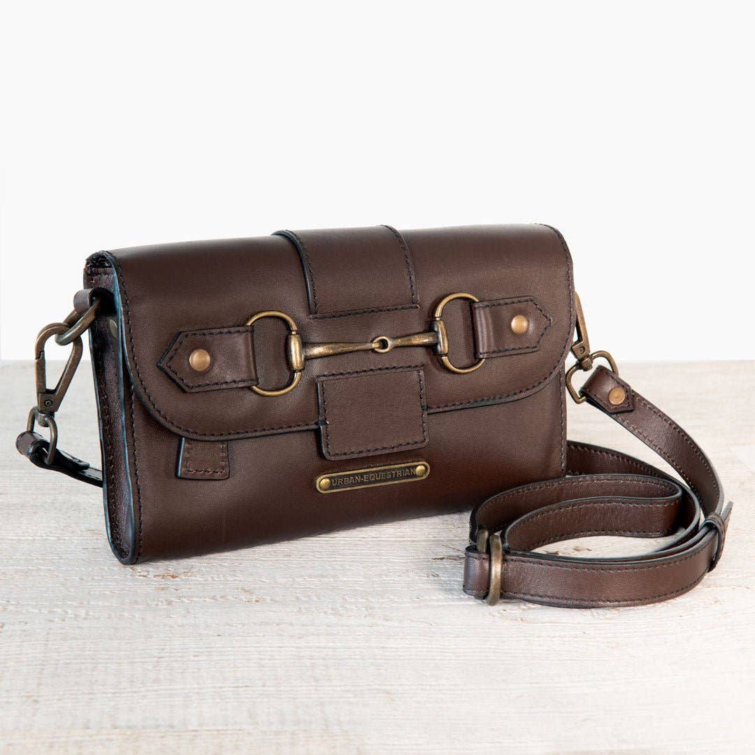 URBAN-EQUESTRIAN - Vendita all'ingrosso Borsa a tracolla - Donna - Dalton - Borsa a tracolla di lusso in pelle con morsetto per cavallo in marrone scuro5