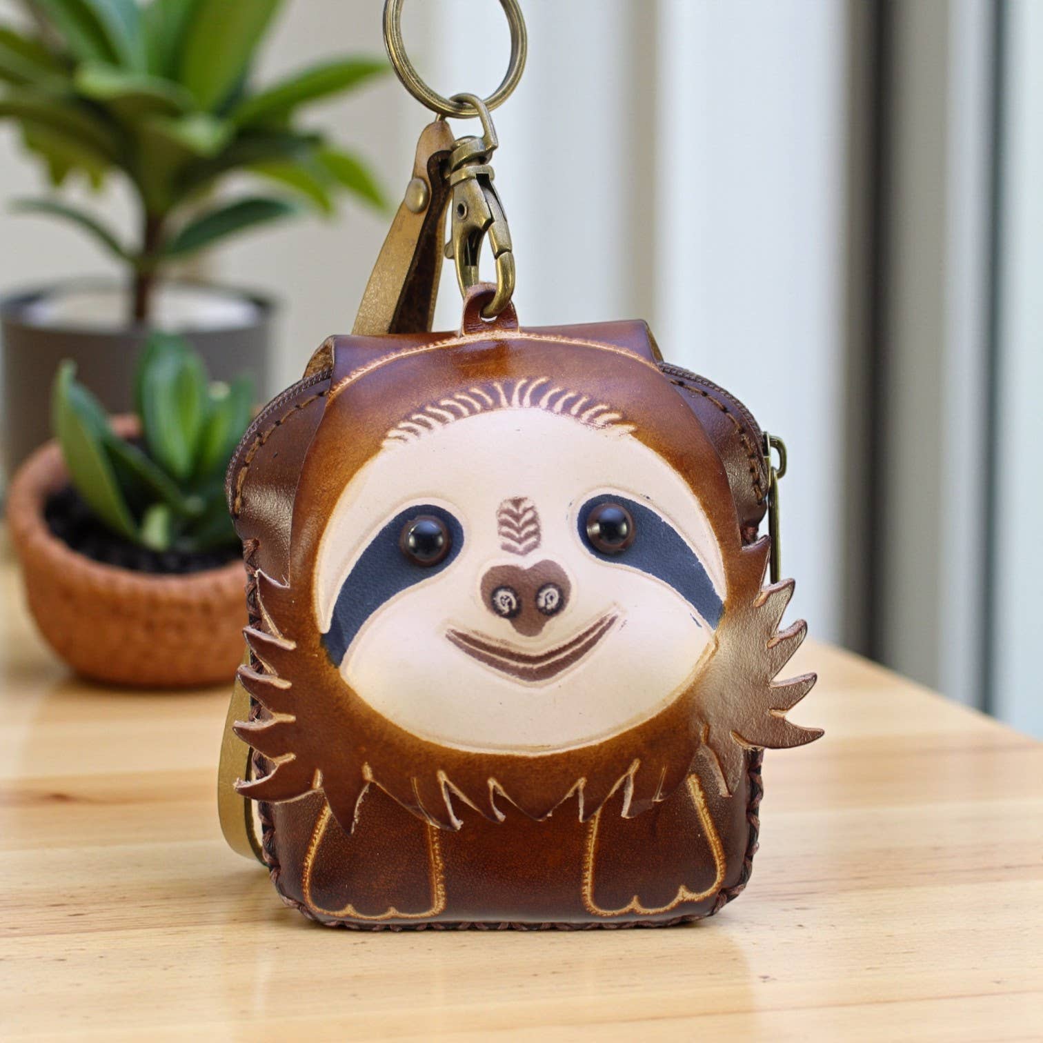 Sunflower Handmade leather inc - Wholesale Coin Purse - Women's - Handmade leather Sloth coin purse wristlet2