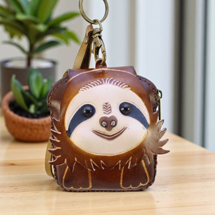 Sunflower Handmade leather inc - Wholesale Coin Purse - Women's - Handmade leather Sloth coin purse wristlet2