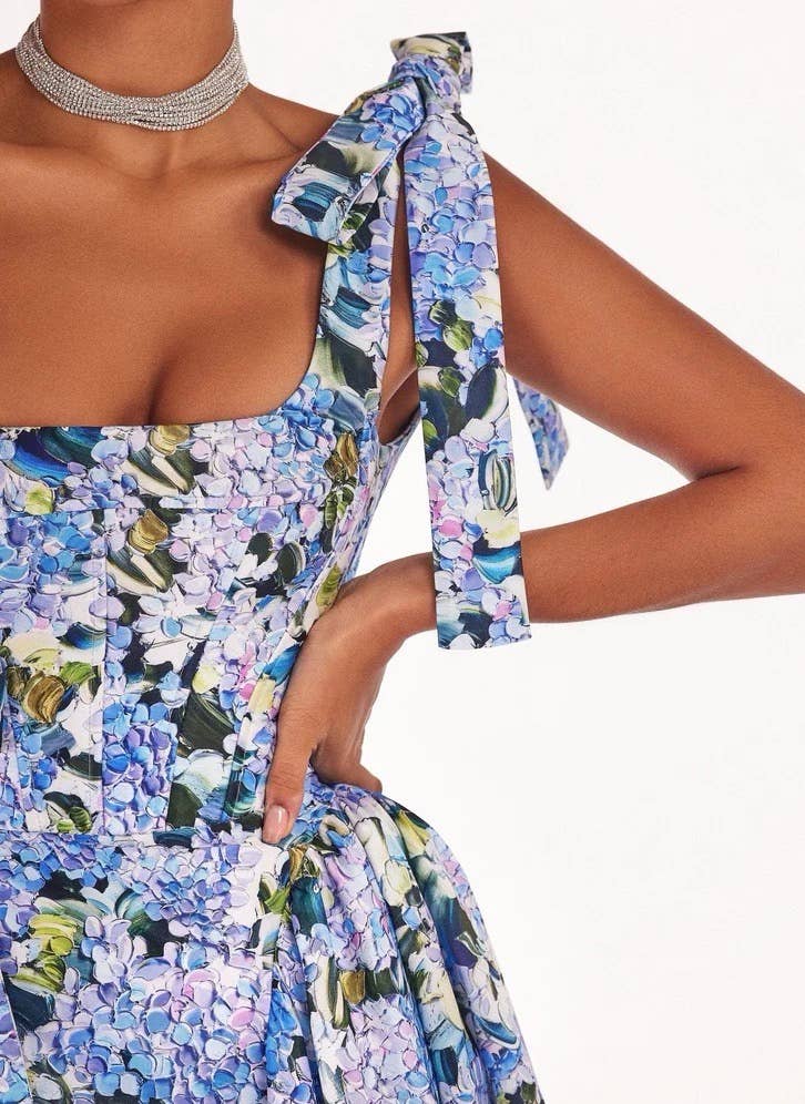 Blue SF21 Elegant Floral Off-Shoulder Evening Dress  for wholesale on Faire2