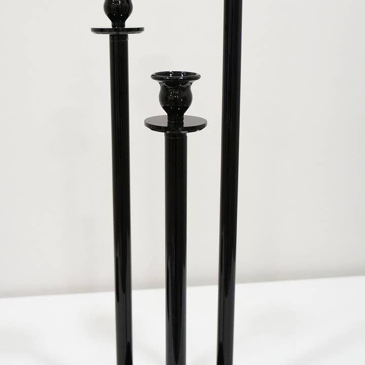 Sweet Home Deco - Vendita all'ingrosso Portacandele - Candelabro/portacandele Hurricane in cristallo da 40" T a 3 bracci nero