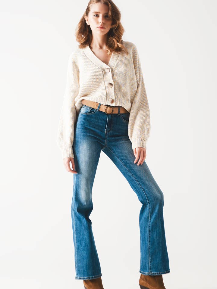 Blue Bootcut flared high waisted jeans for wholesale on Faire1