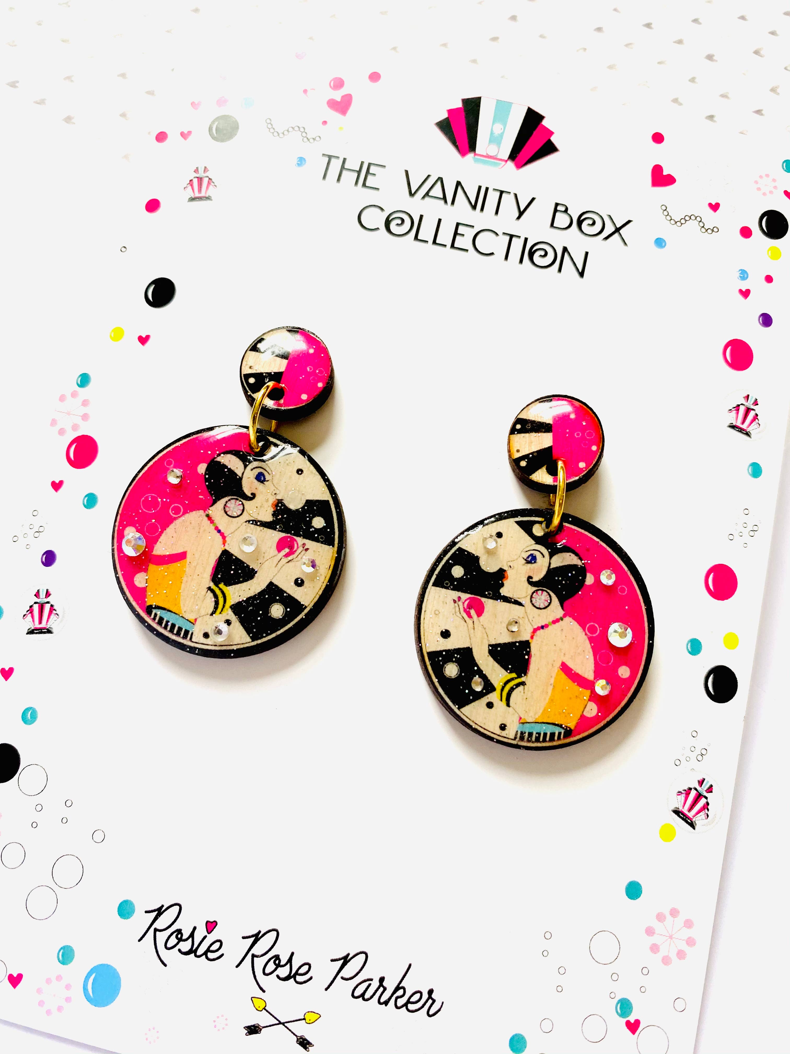 Rosie Rose Parker – wholesale Dangle earrings – retro statement earrings arty earrings colourful earrings8