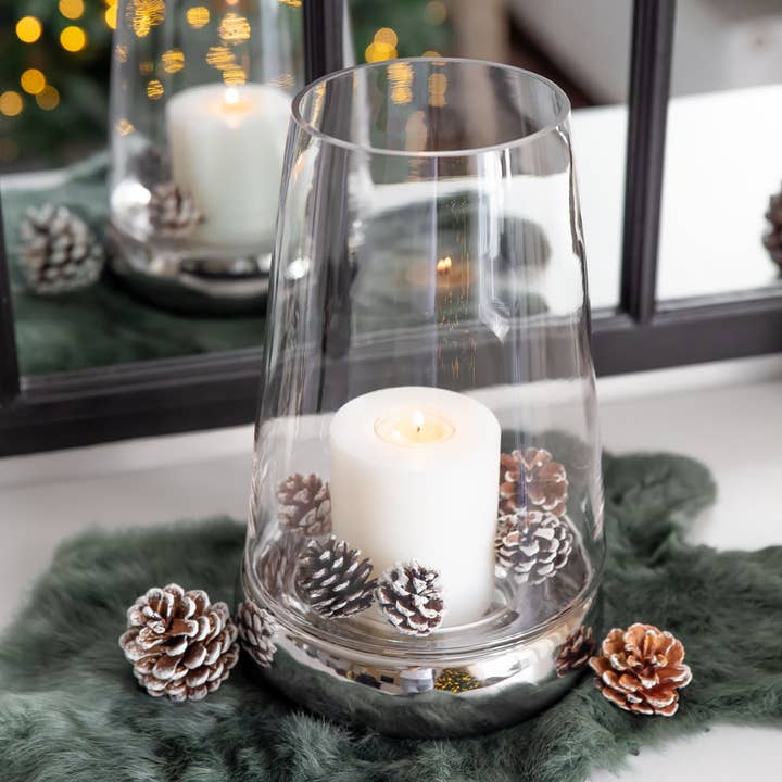 EDZARD - Wholesale Candle holder - Candle Glass Windlight Bora, Glass and Ceramic, Height 28 cm2