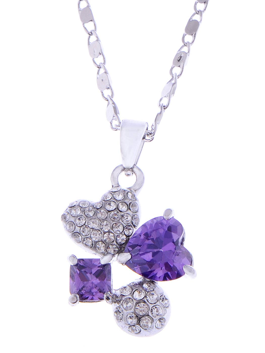 AK Brand - Wholesale Pendant/Charm Necklace - Swarovski Crystal Tanzanite Cubed Hearts Necklace0