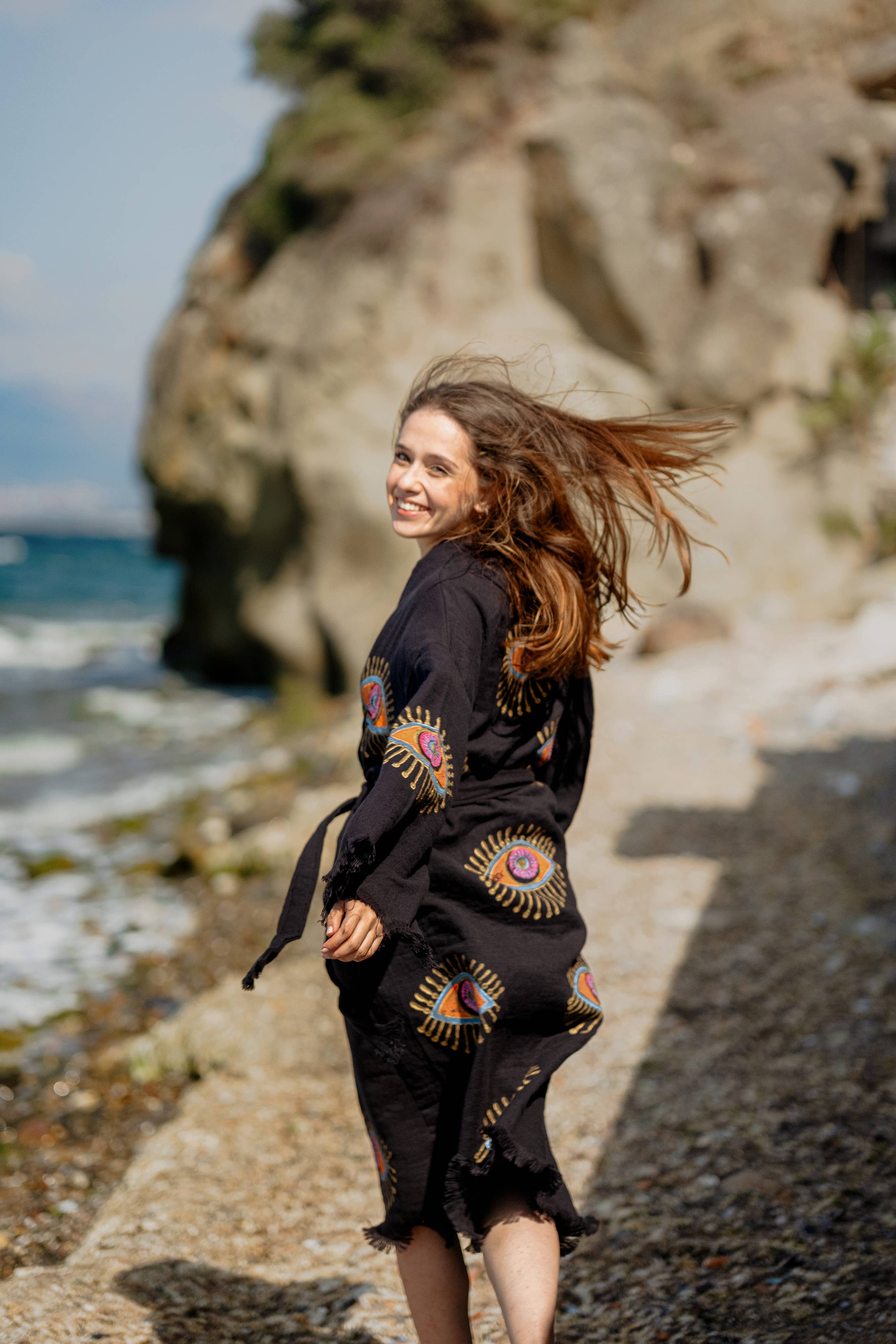 Moa – Kaftan - Mulher por atacado – Robe Evil Eye Rosa4