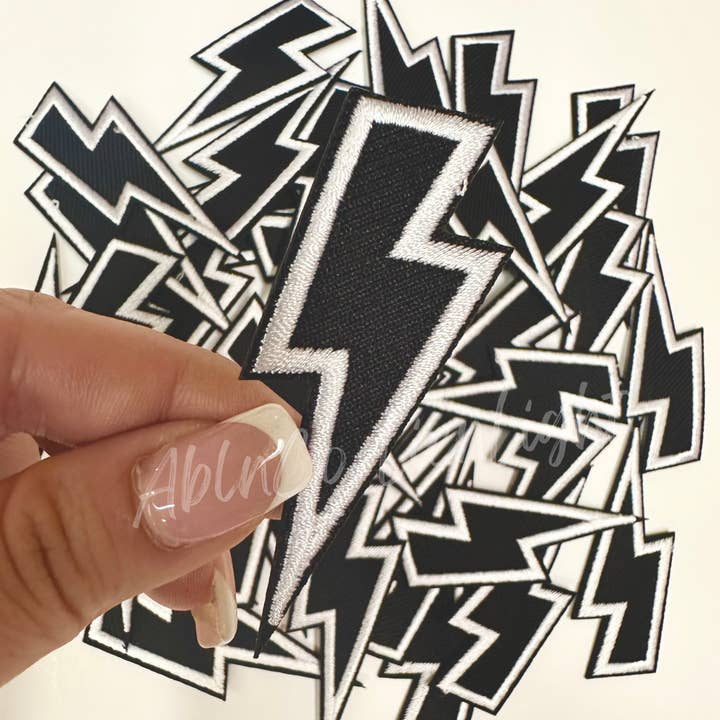 ABLNco - Wholesale Patch - trucker hat patches 3” black & white lightning bolt patch