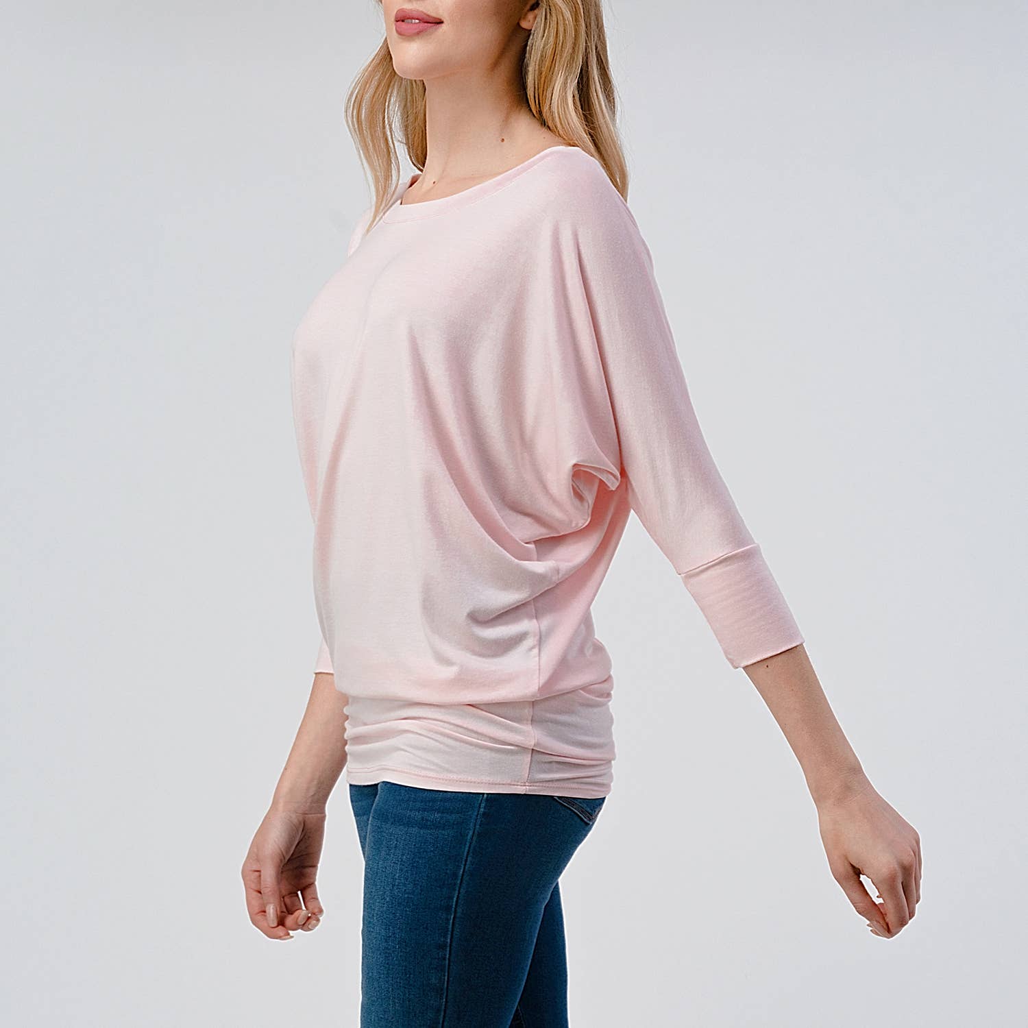 Heimious - Wholesale Knit Top - Women's - 3/4 Dolman Sleeve Round neck Modal Jersey  Top, 250347