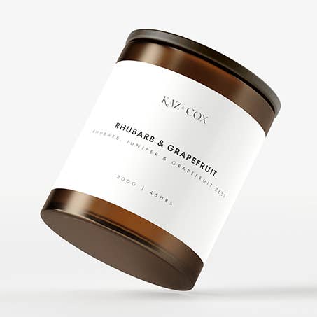 Bougie à la rhubarbe et à la menthe sauvage pour la vente par Kaz & Cox