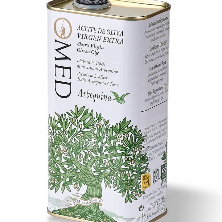 Omed Arbequina EVOO Tin 1L for wholesale by Venturus Foods