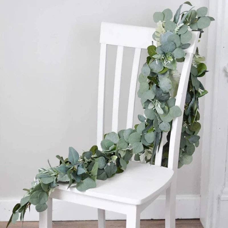Kiyo Home - Vente Fleurs artificielles - Ensemble de 2 guirlandes artificielles d’eucalyptus vert14
