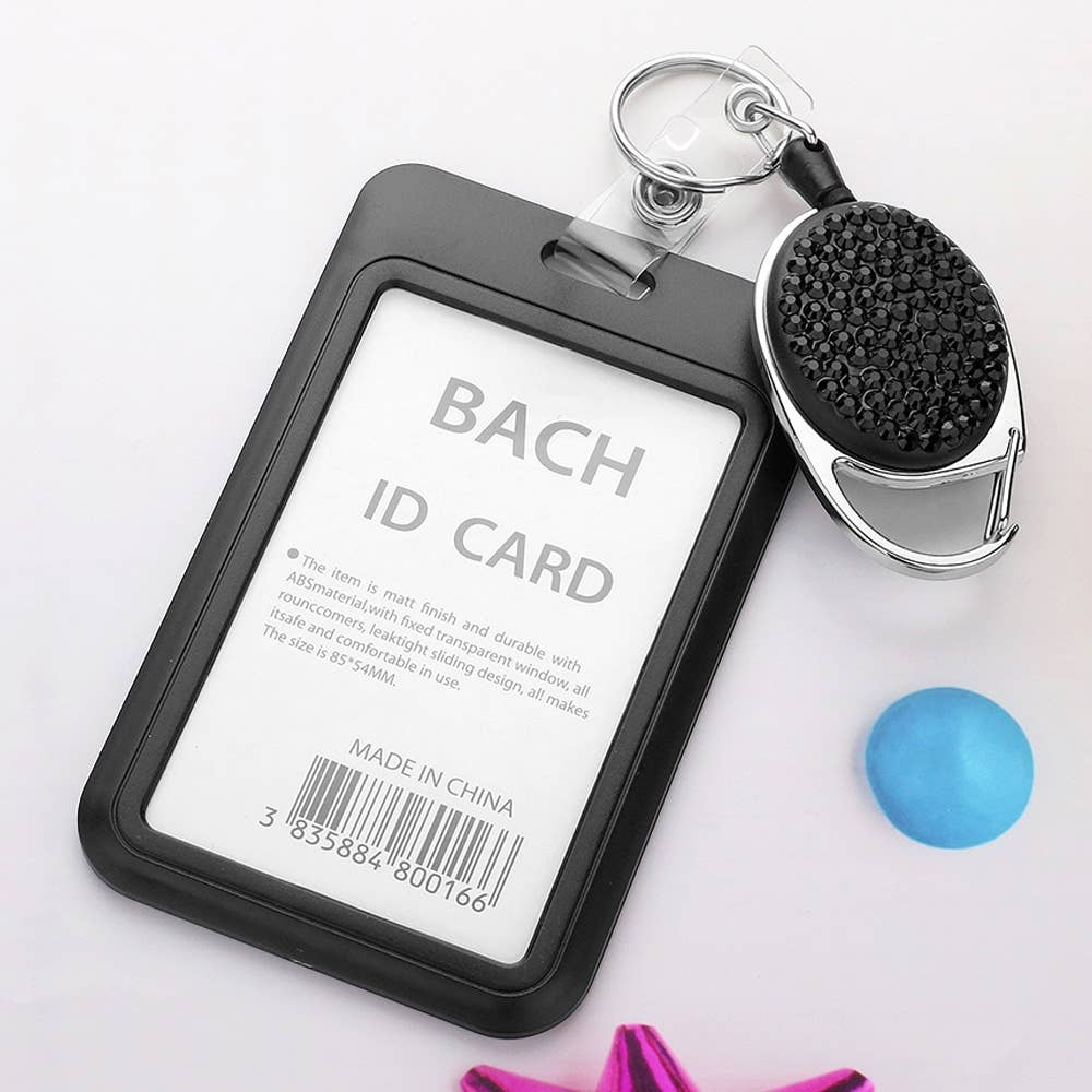 Sensibling Corp. - Wholesale Card Holder - Women's - Bling Studded Tag Pointed Retractable ID Card Holder4