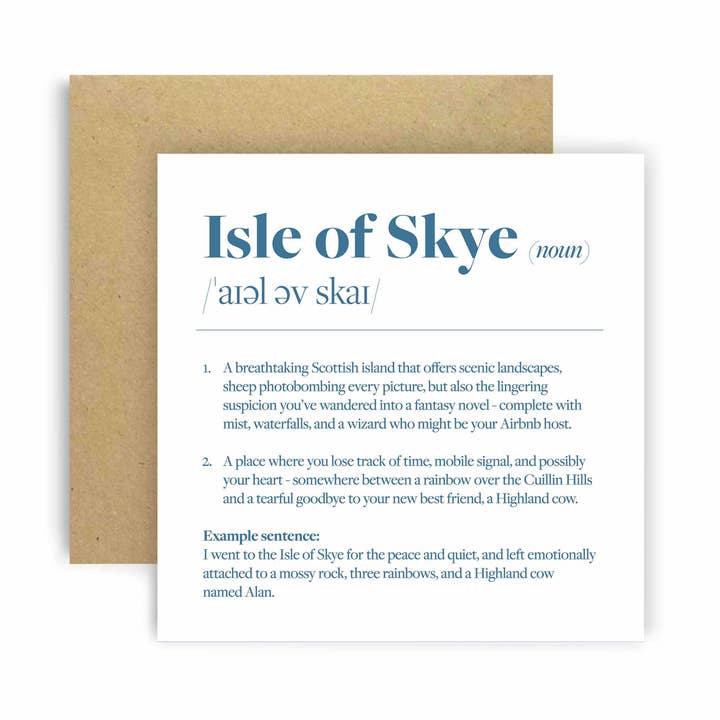 Town Dictionary Card - Isle of Skye for wholesale by Huxters