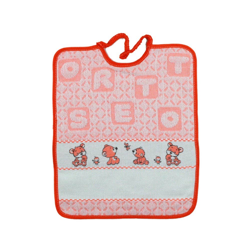 Almatex srl - Vendita all'ingrosso Bavaglino - Neonati - Bavaglino ORSETTO con elastico cm. 28x33 con banda da ricamare2