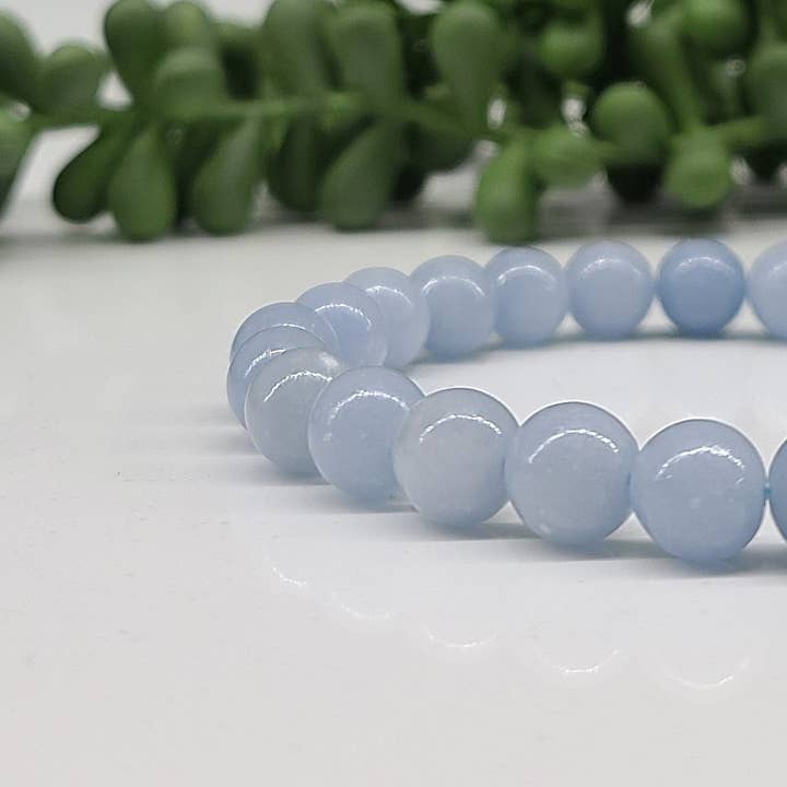Meraki Gemstones - Wholesale Beaded Bracelet - Angelite Stretchable Gemstone Bracelet 8mm1