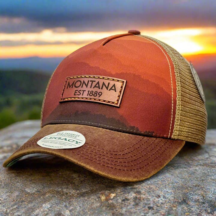 Last Best Supply Co - Wholesale Trucker Hat - Unisex - Montana Mountains Premium Leather Trucker Hat