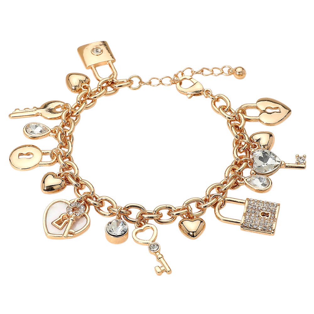 Sensibling Corp. - Wholesale Charm/Dangle Bracelet - Heart Key and Lock Charm Station Bracelet1