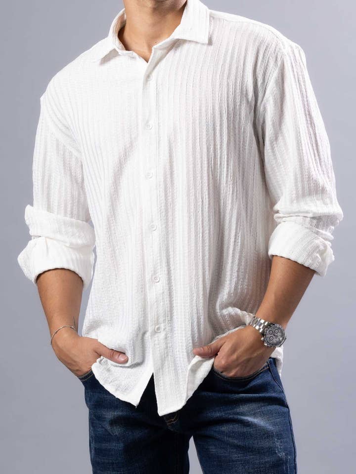 252206 - Hvid Skjorte med Lange Ærmer og Knapper for engroshandel hos Bespoke Moda