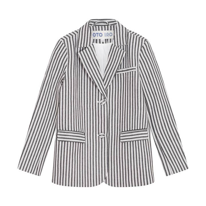 Black White Striped Tailored Blazer for wholesale by London Atelier Byproduct