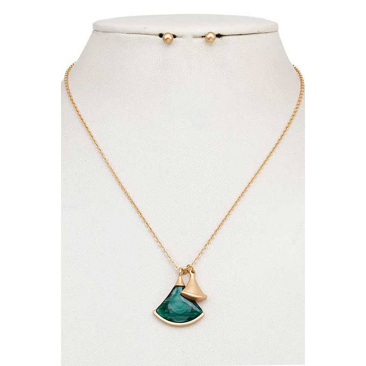 anbfashion – wholesale Smycken – DUBBEL PÄRLA HÄNGSMYCKE HALSBAND SET 917