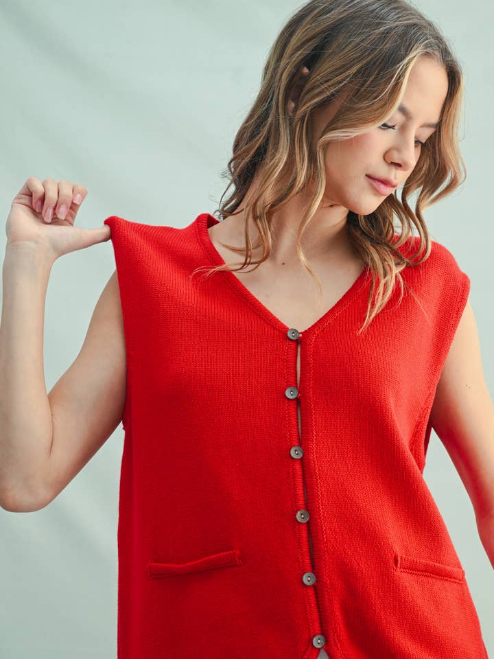 BUTTON-UP KNIT SWEATER VEST / WL25-10159 for wholesale by Wishlist Apparel