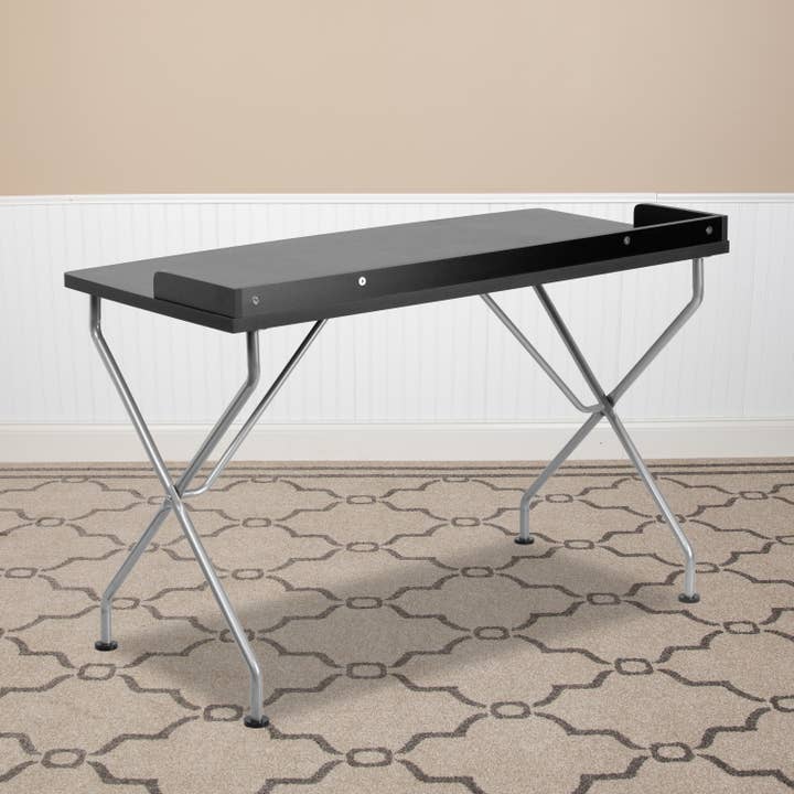 Black Computer Desk w/ Raised Border & Metal Frame for wholesale on Faire