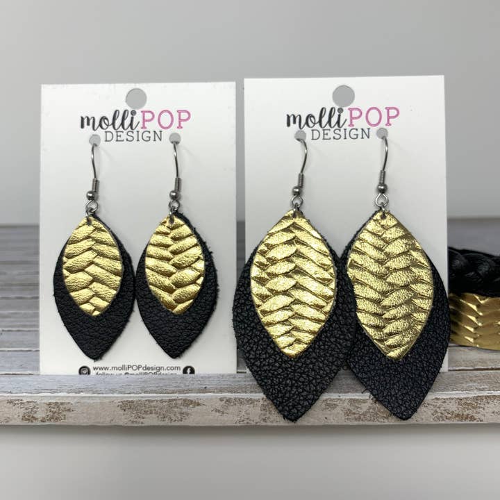 Foglia doppio strato nero e oro per la vendita all'ingrosso da parte di molliPOP Design